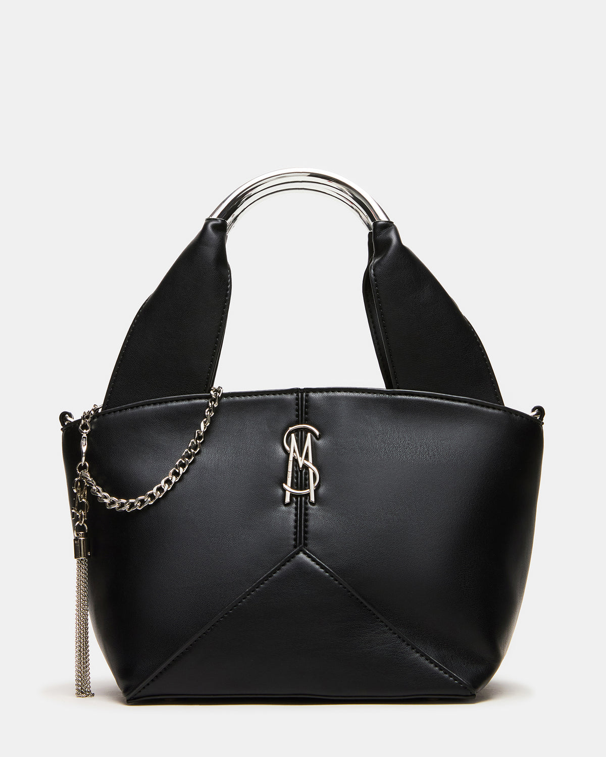 Steve Madden VIV Bag Black/Silver Top-Handle Hardware Embellished Handbag