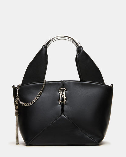 Steve Madden VIV Bag Black/Silver Top-Handle Hardware Embellished Handbag