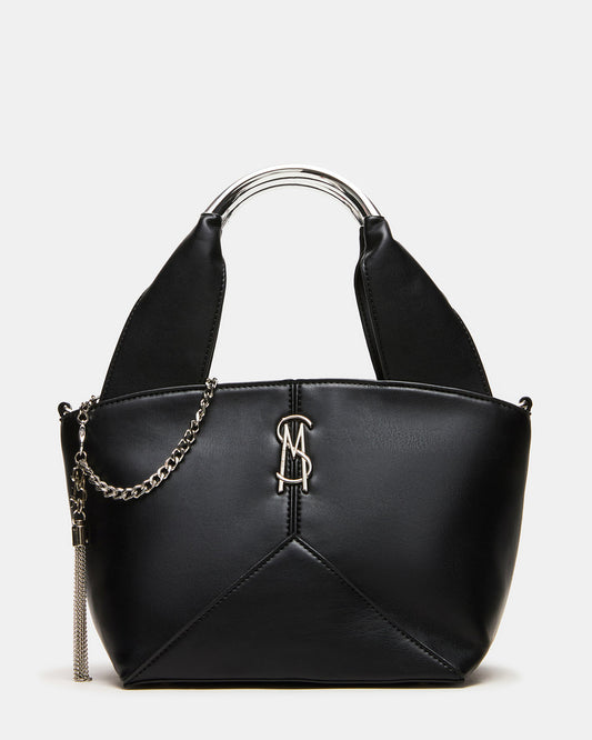 Steve Madden VIV Bag Black/Silver Top-Handle Hardware Embellished Handbag