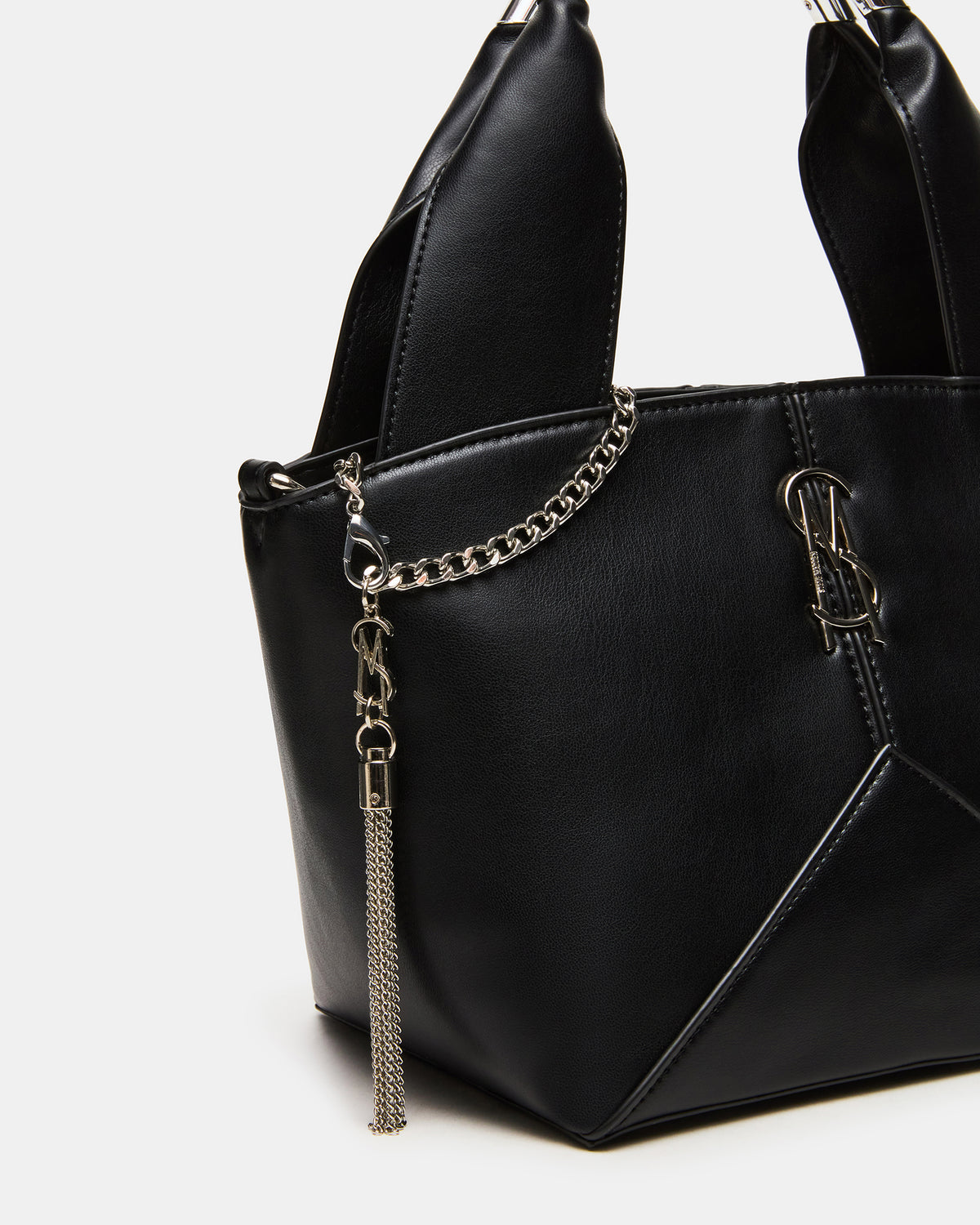 Steve Madden VIV Bag Black/Silver Top-Handle Hardware Embellished Handbag