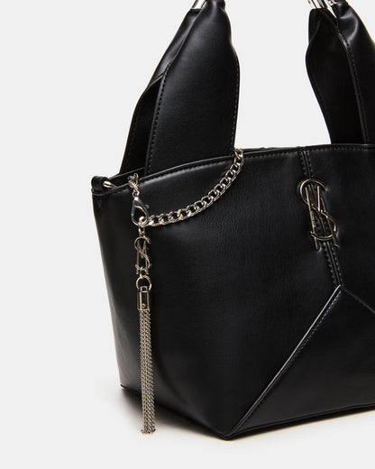 Steve Madden VIV Bag Black/Silver Top-Handle Hardware Embellished Handbag