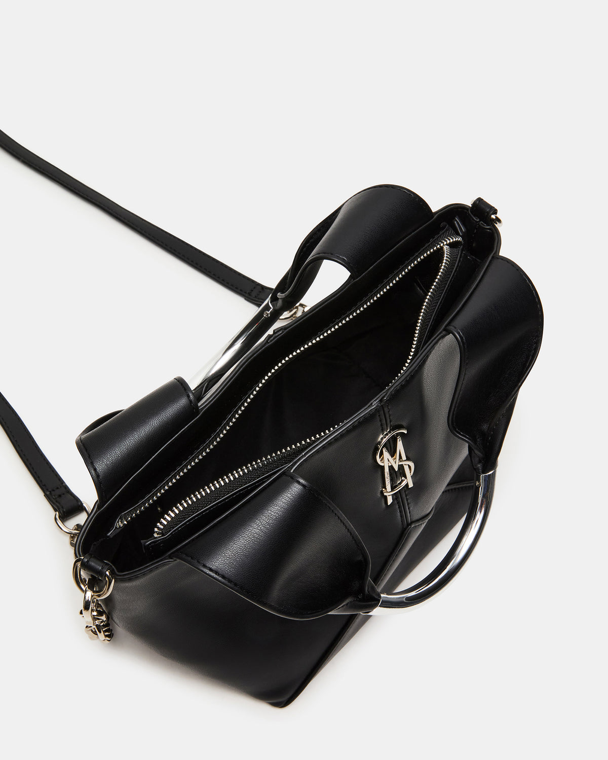 Steve Madden VIV Bag Black/Silver Top-Handle Hardware Embellished Handbag