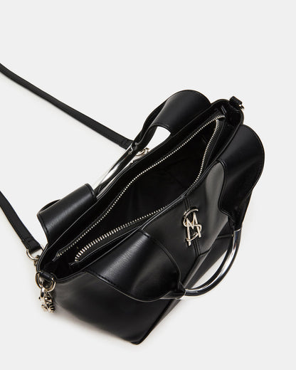 Steve Madden VIV Bag Black/Silver Top-Handle Hardware Embellished Handbag