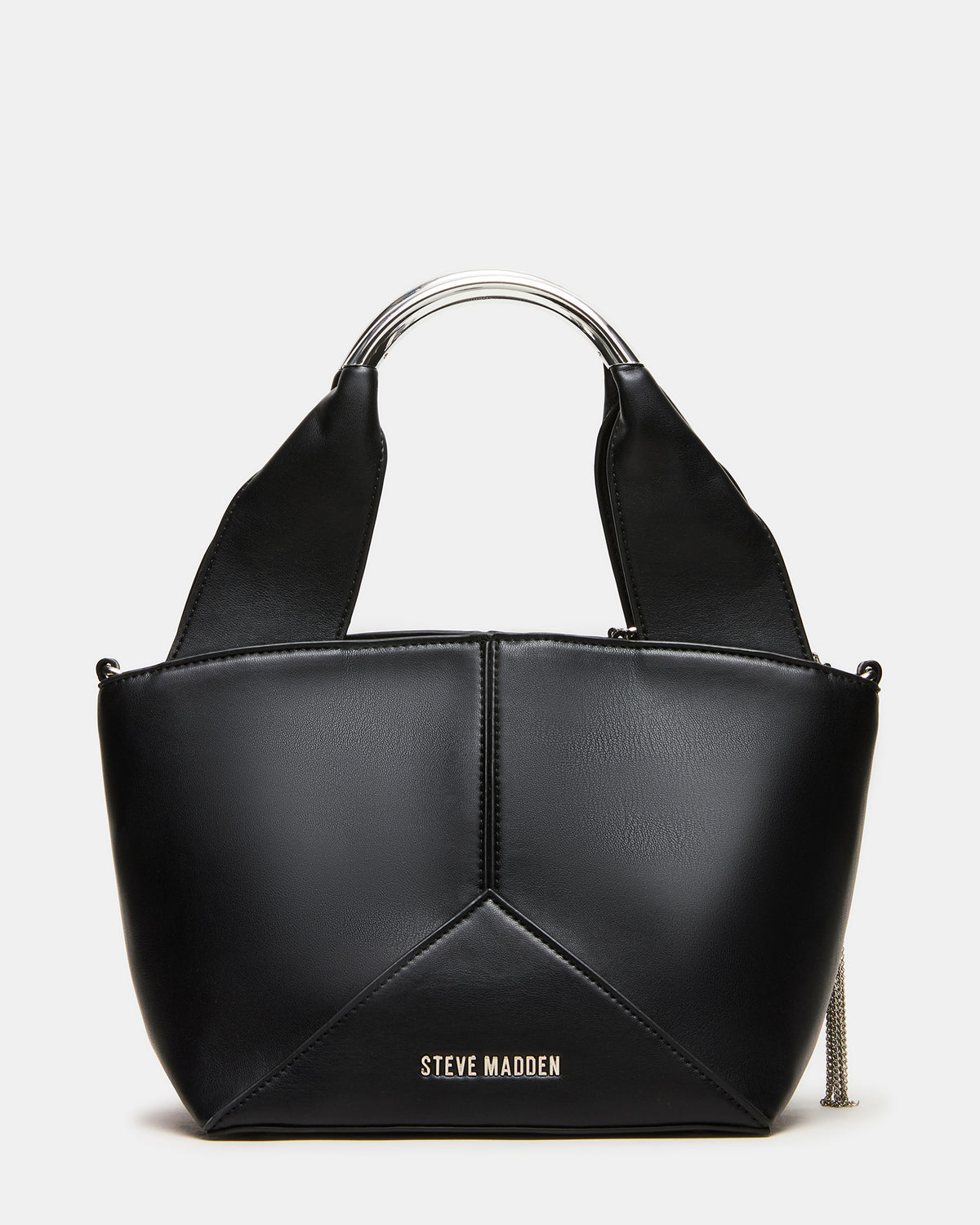 Steve Madden VIV Bag Black/Silver Top-Handle Hardware Embellished Handbag