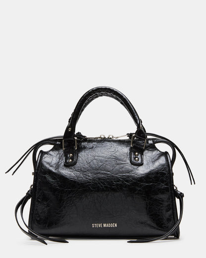 Steve Madden RIGGS Bag Embellished Black Distressed Slouchy Top-Handle Crossbody Satchel Handbag
