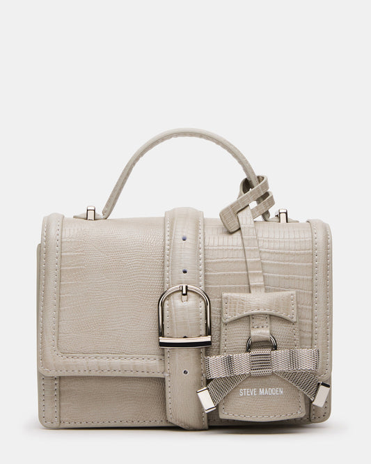 Steve Madden CLARK Bag Light Grey Structured Top-Handle Mini Handbag