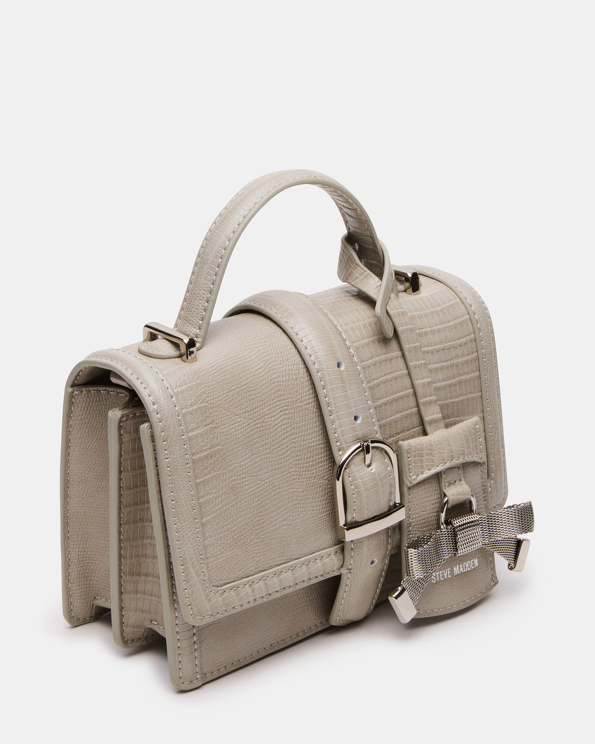 Steve Madden CLARK Bag Light Grey Structured Top-Handle Mini Handbag