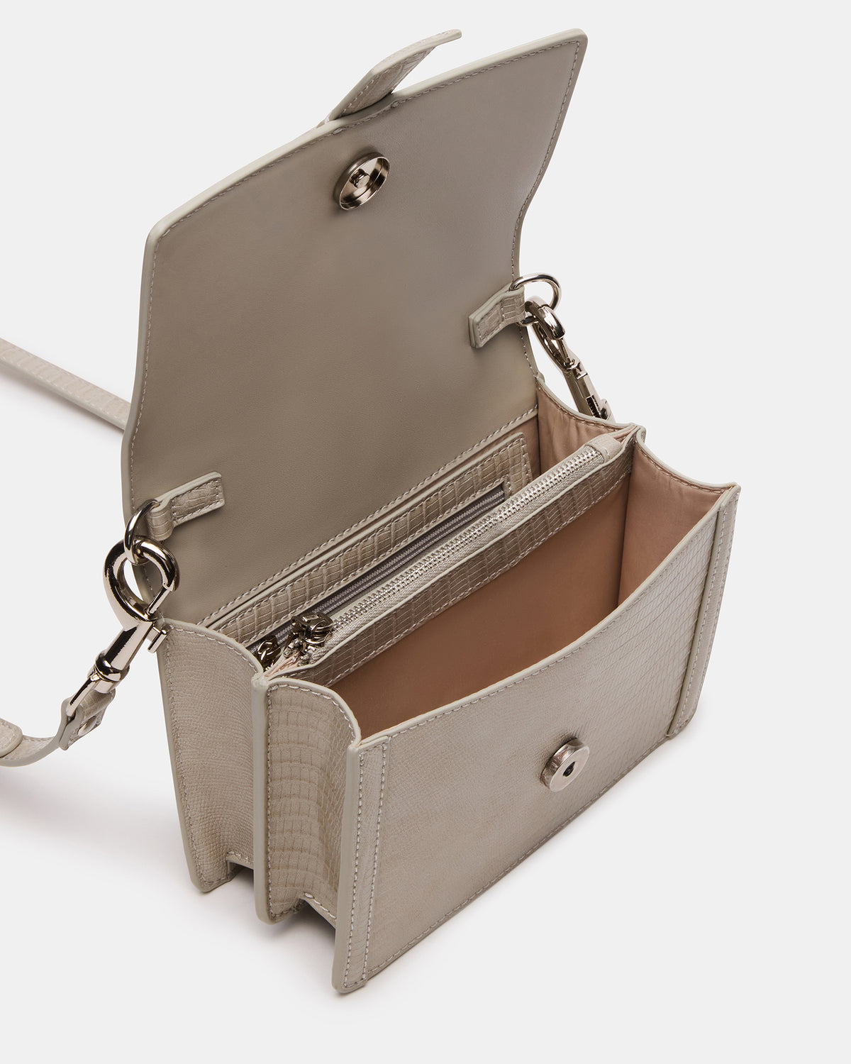 Steve Madden CLARK Bag Light Grey Structured Top-Handle Mini Handbag