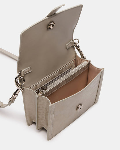 Steve Madden CLARK Bag Light Grey Structured Top-Handle Mini Handbag