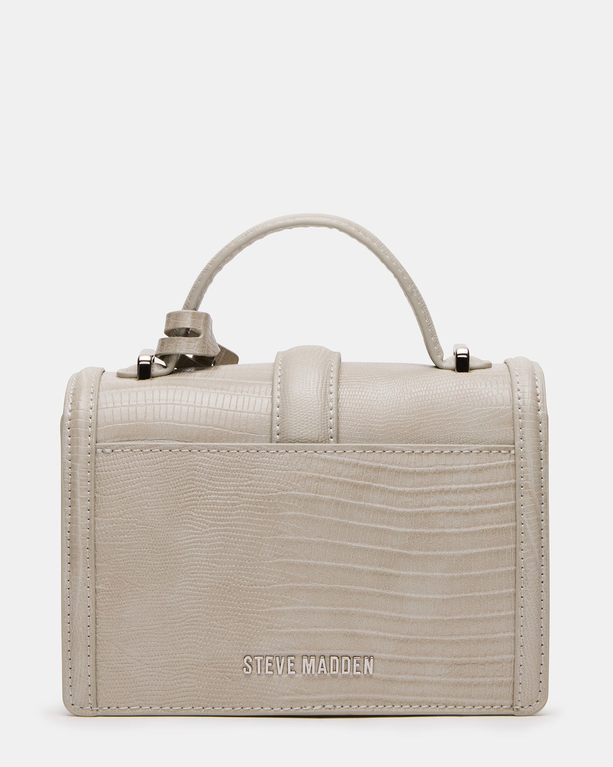 Steve Madden CLARK Bag Light Grey Structured Top-Handle Mini Handbag
