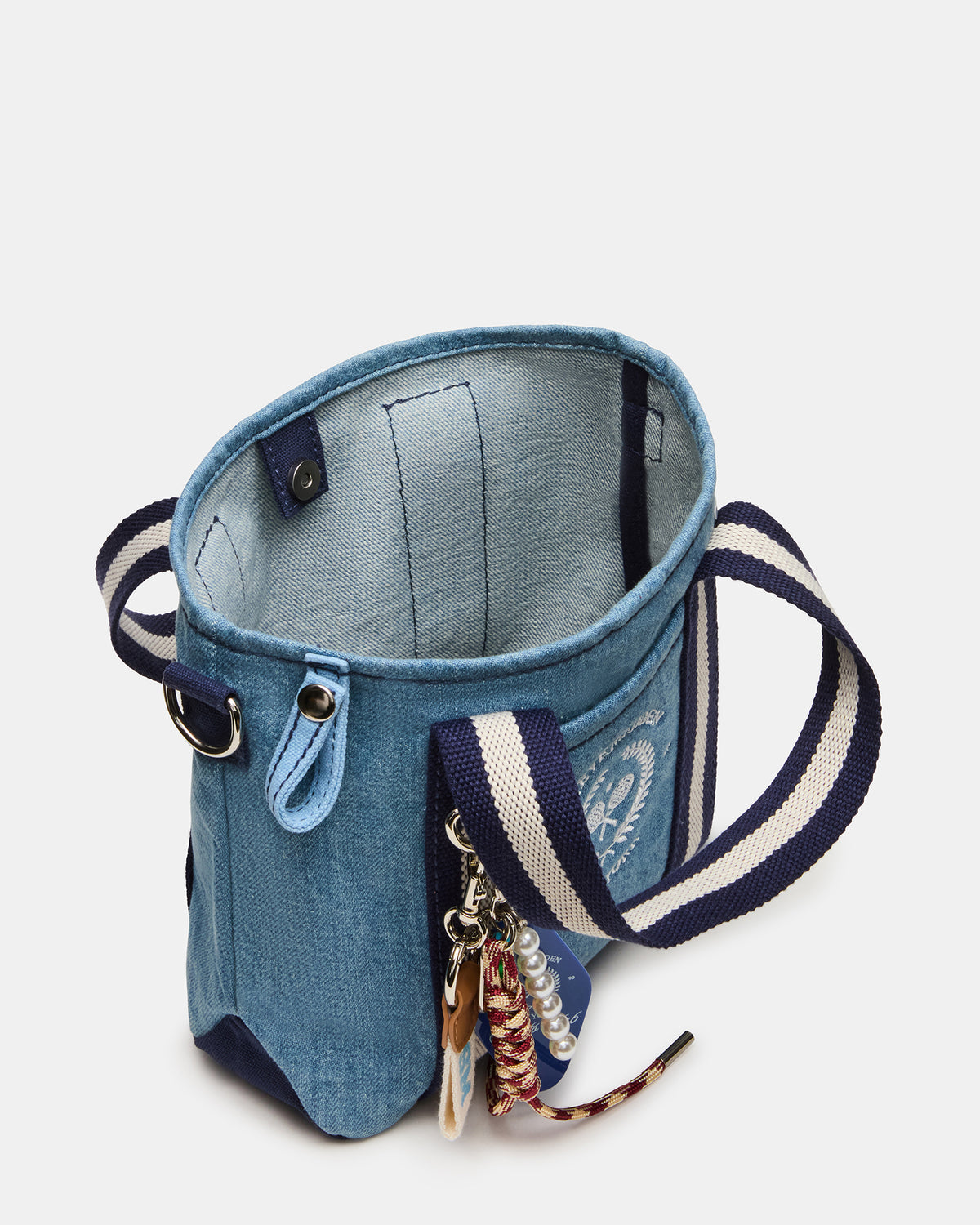 Steve Madden COLLEGE Bag Denim Top-Handle Crossbody Tote Handbag