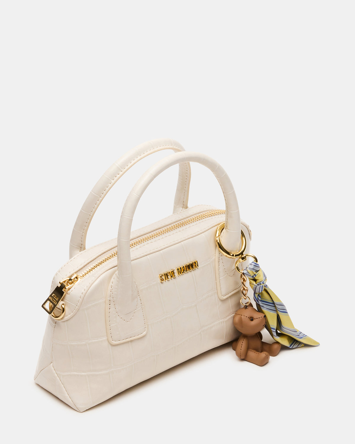 Steve Madden MELODIE Bag Bone Crocodile Dome Satchel Top-Handle Crossbody Handbag