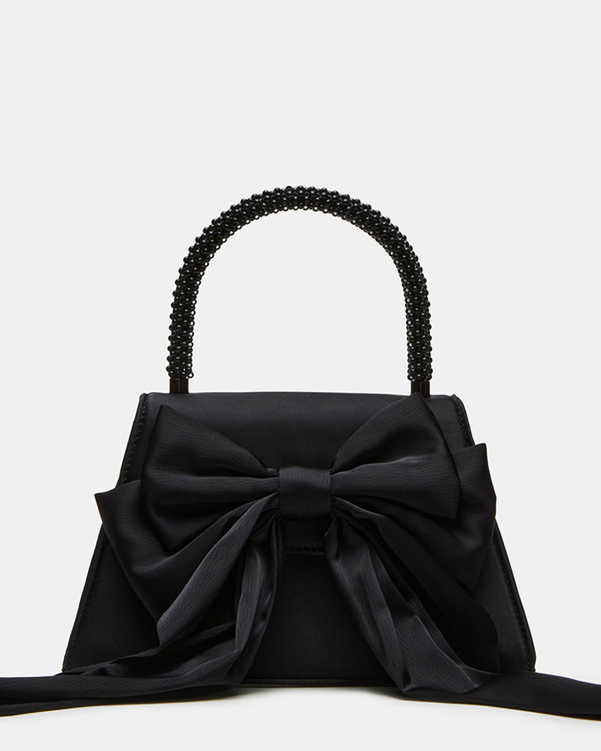 Steve Madden COSETTE Bag Black Satin Beaded Top-Handle Mini Handbag