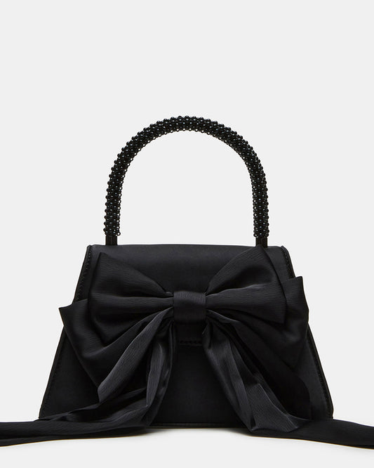Steve Madden COSETTE Bag Black Satin Beaded Top-Handle Mini Handbag