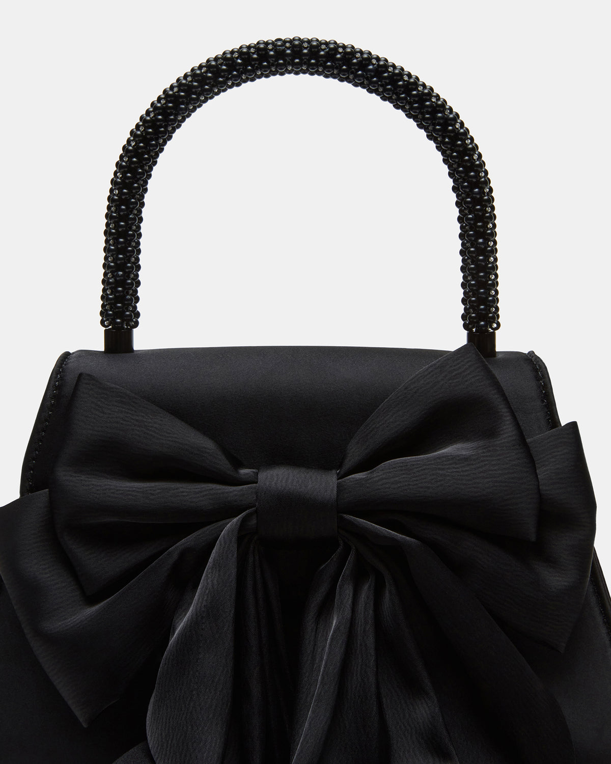 Steve Madden COSETTE Bag Black Satin Beaded Top-Handle Mini Handbag