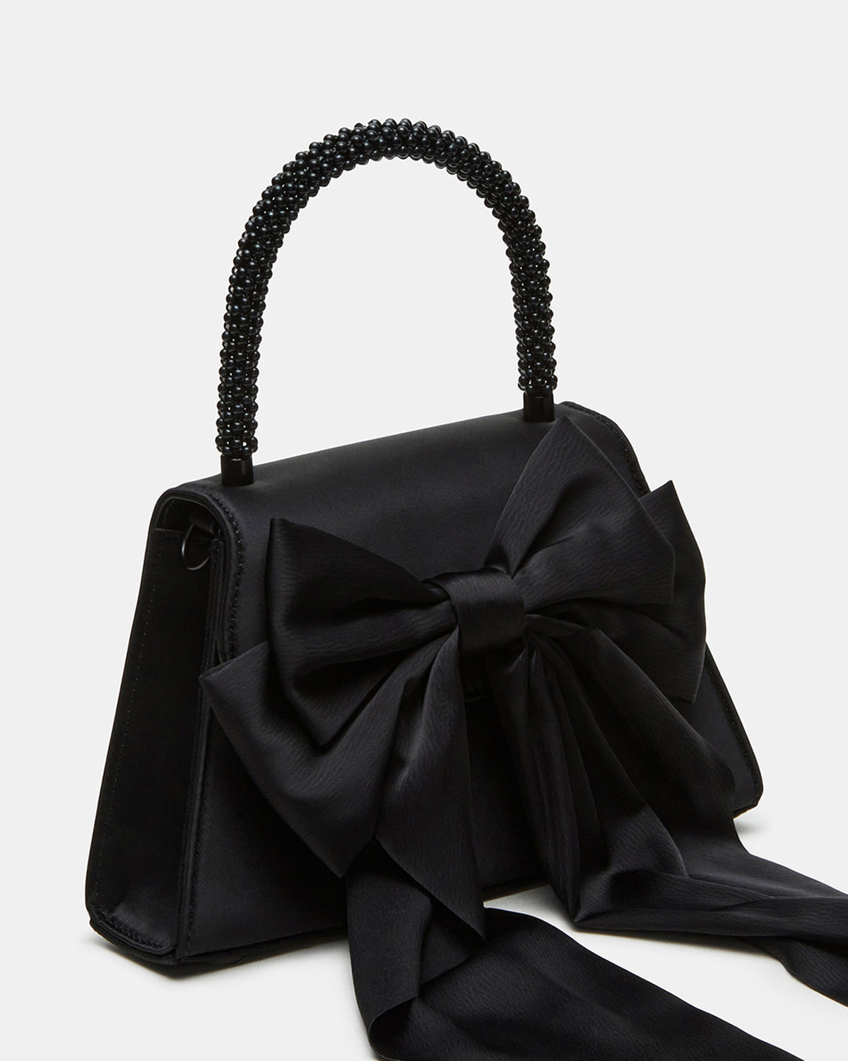 Steve Madden COSETTE Bag Black Satin Beaded Top-Handle Mini Handbag