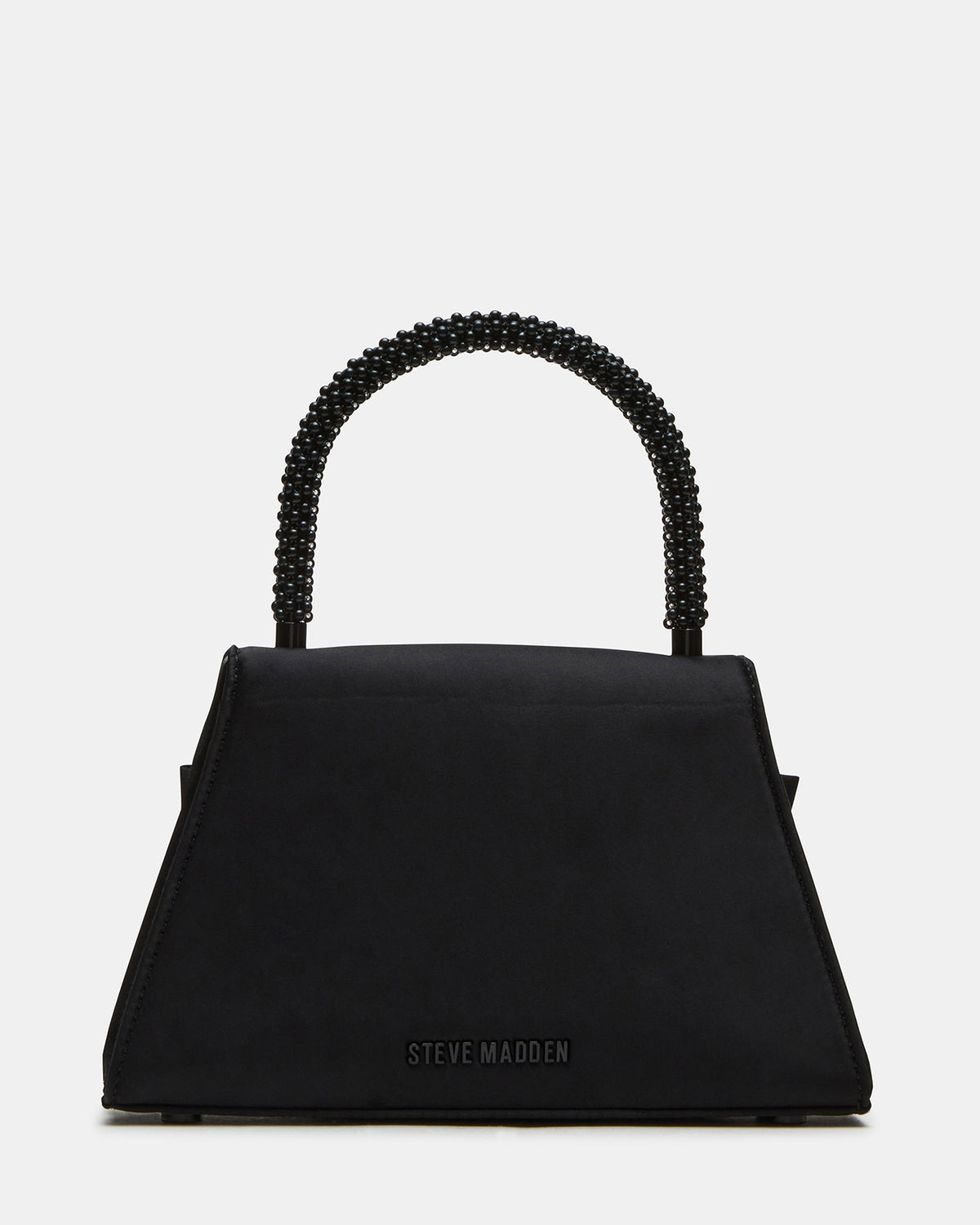 Steve Madden COSETTE Bag Black Satin Beaded Top-Handle Mini Handbag