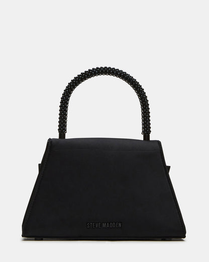 Steve Madden COSETTE Bag Black Satin Beaded Top-Handle Mini Handbag