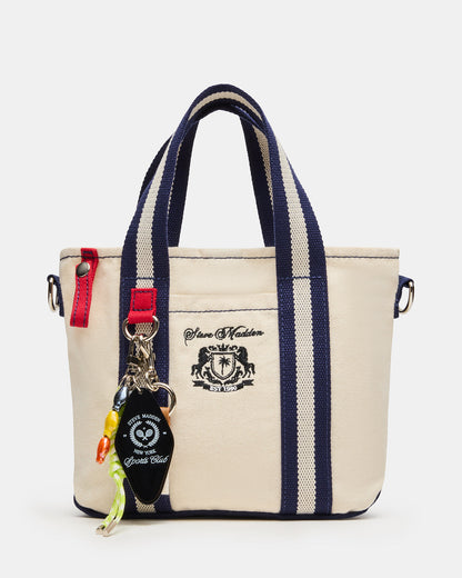 Steve Madden COLLEGE Bag Natural Top-Handle Canvas Crossbody Tote Handbag
