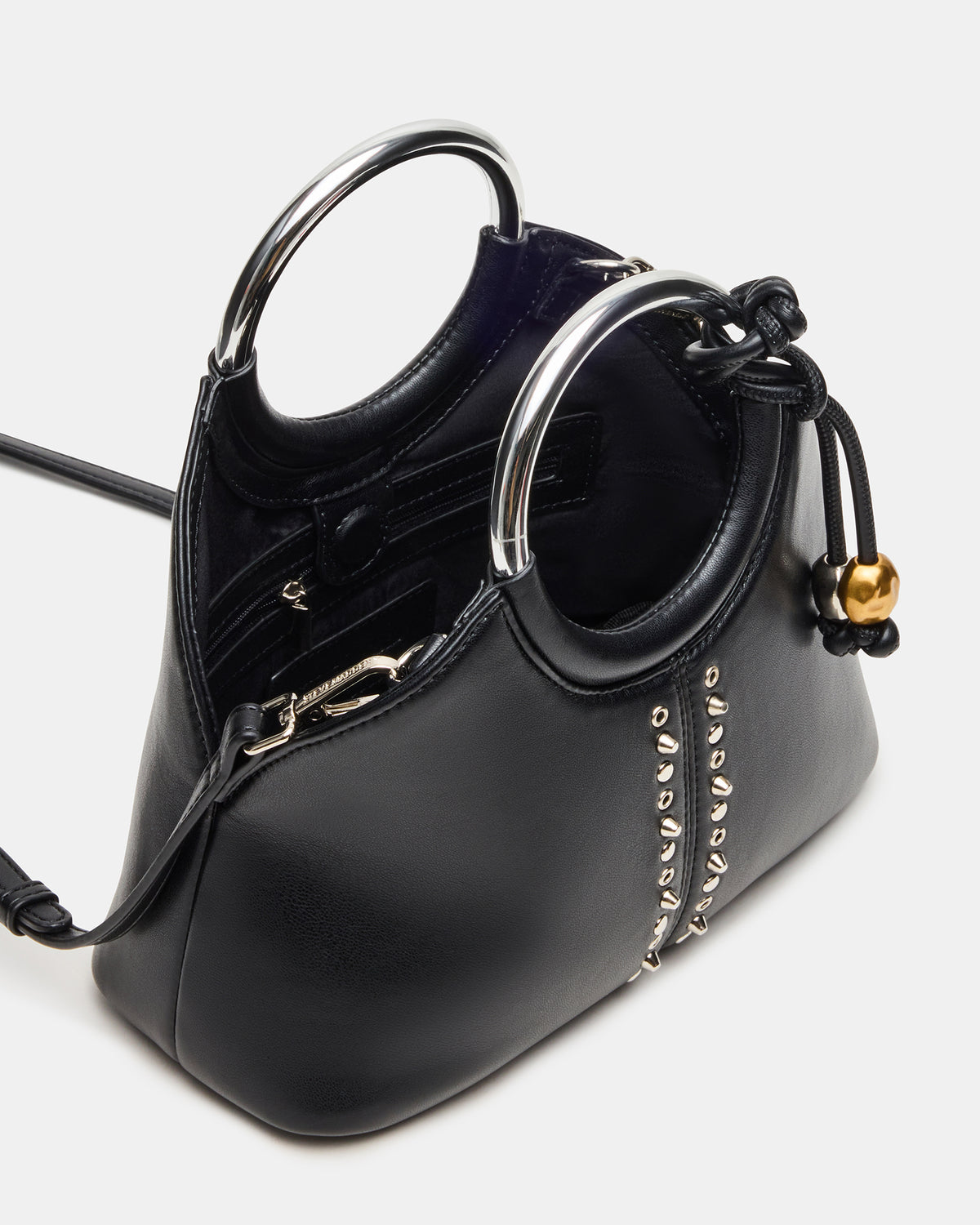 Steve Madden GEENA Embellished Bag Black Ring Top-Handle Crossbody Handbag