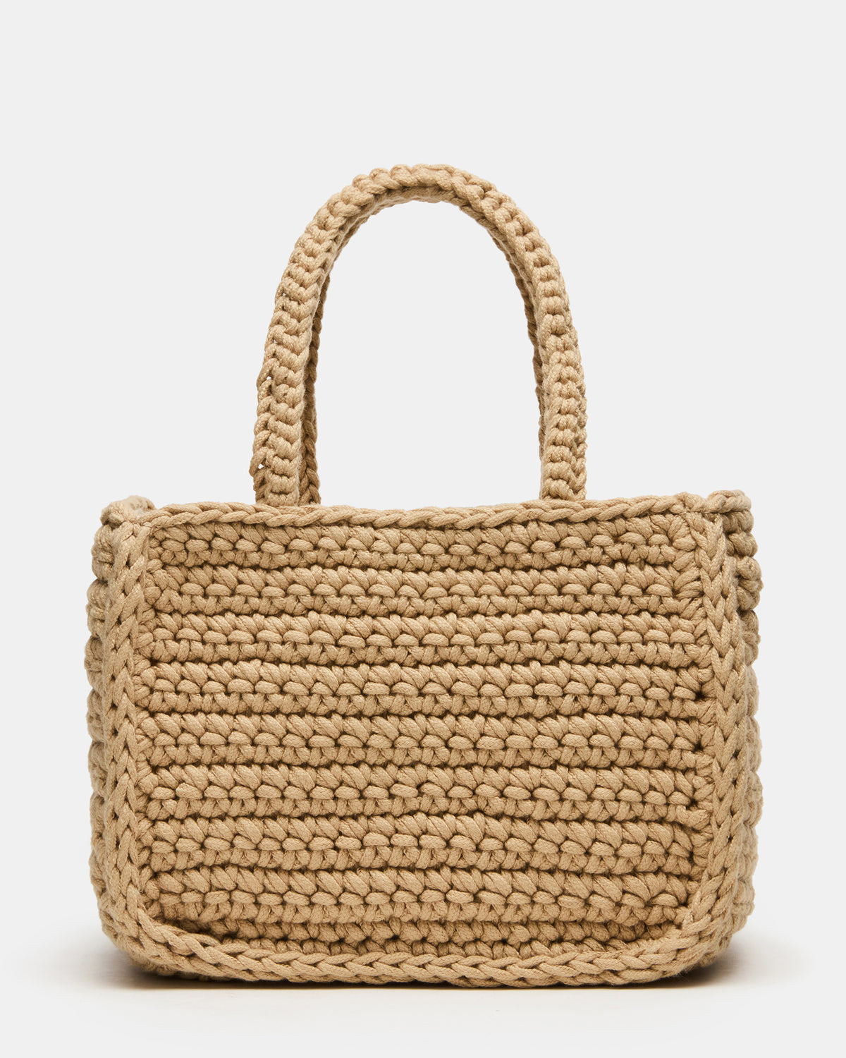 Steve Madden LUVLY Bag Natural Mini Top-Handle Flower Decal Crochet Crossbody Handbag