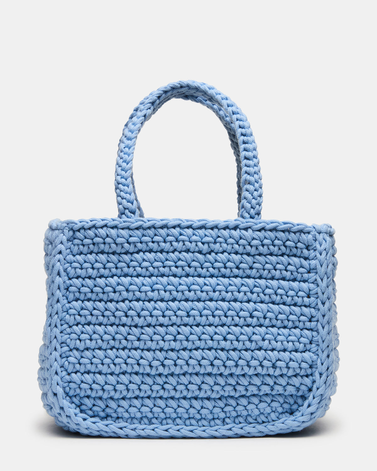 Steve Madden LUVLY Bag Light Blue Mini Top-Handle Flower Decal Crochet Crossbody Handbag