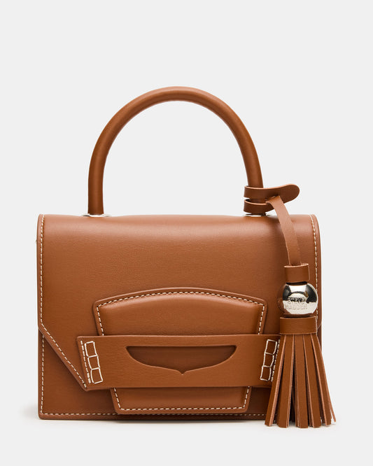 Steve Madden PREPPY Bag Toffee Structured Top-Handle Penny Loafer Crossbody Handbag