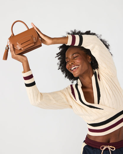 Steve Madden PREPPY Bag Toffee Structured Top-Handle Penny Loafer Crossbody Handbag