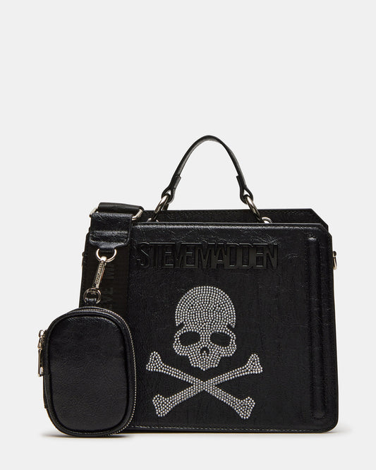 Steve Madden EVELYN Skull Bag Black Top Handle Crossbody Bag