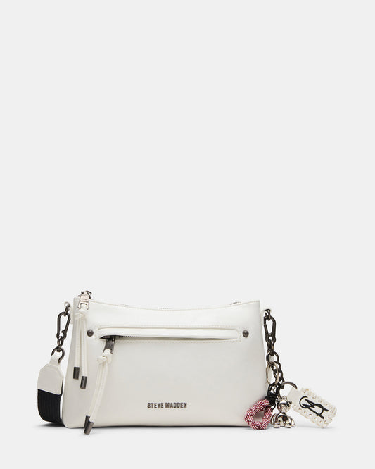 Steve Madden JONY Bag White Top-Zipper Crossbody Handbag