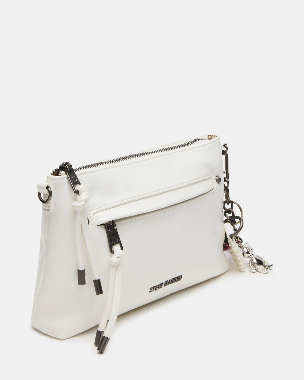 Steve Madden JONY Bag White Top-Zipper Crossbody Handbag