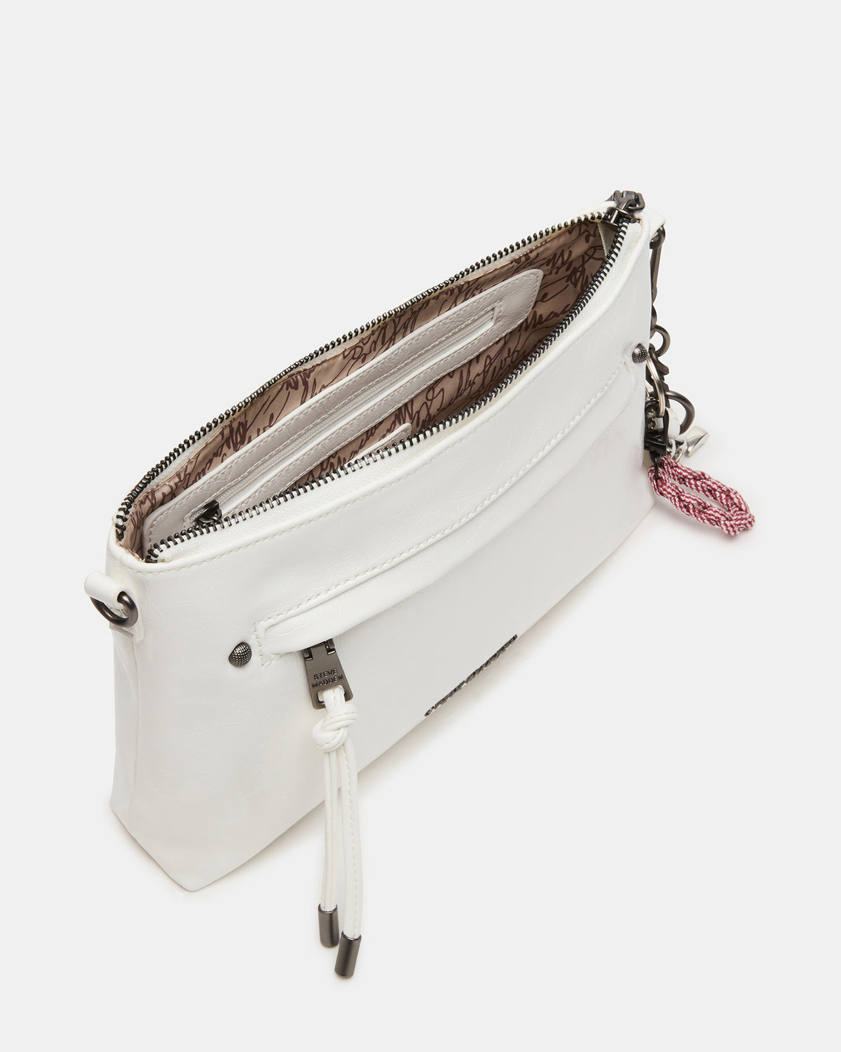 Steve Madden JONY Bag White Top-Zipper Crossbody Handbag