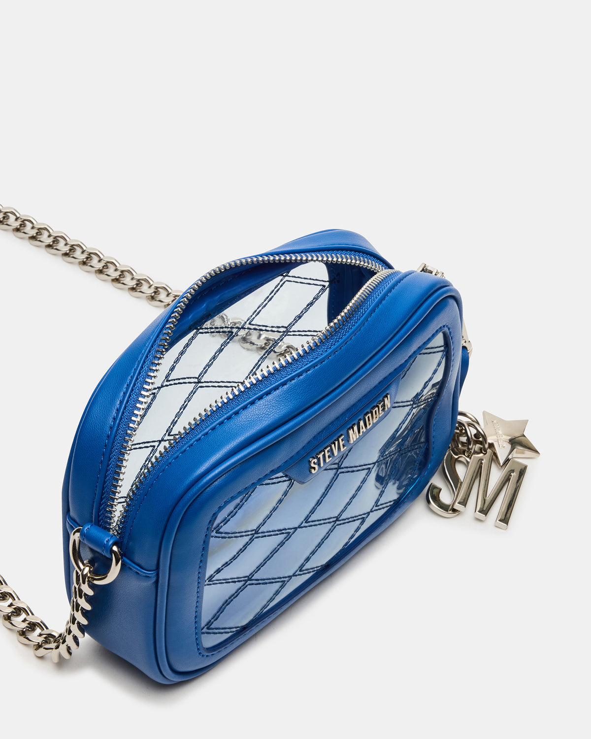 Steve Madden JELLY Bag Blue Clear Camera Crossbody Handbag