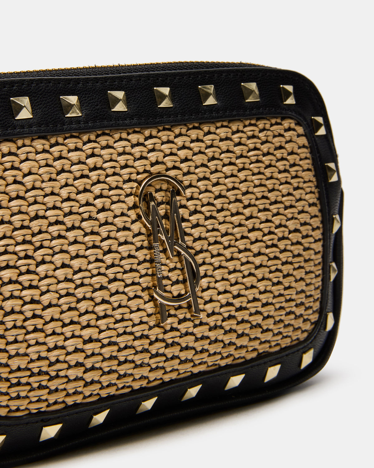 Steve Madden DAISYS Black Multi Women's Studded Straw Crossbody Handbag