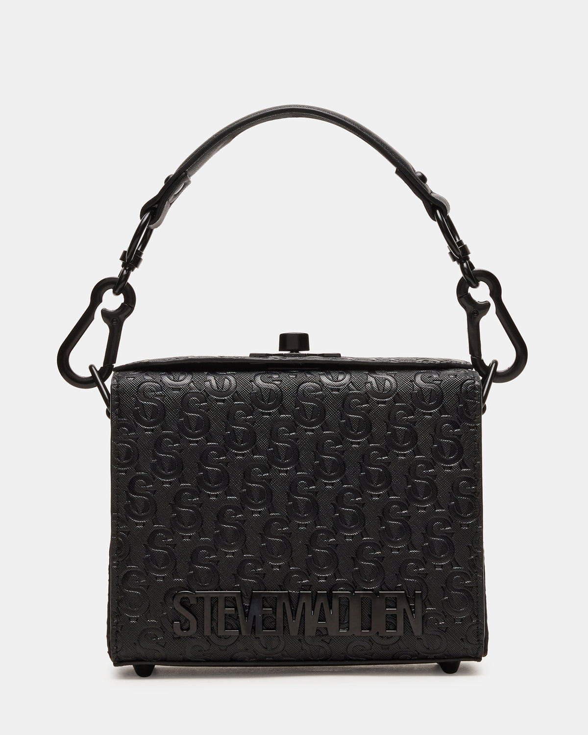 Steve Madden NOYA Black/Black Women's Embossed Crossbody Top-Handle Box Handbag
