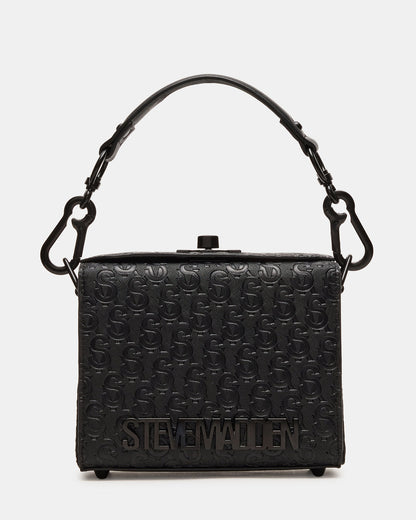 Steve Madden NOYA Black/Black Women's Embossed Crossbody Top-Handle Box Handbag