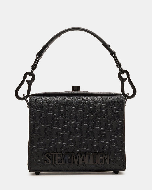 Steve Madden NOYA Black/Black Women's Embossed Crossbody Top-Handle Box Handbag
