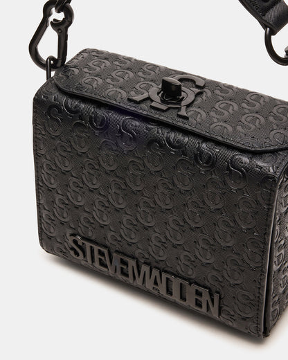 Steve Madden NOYA Black/Black Women's Embossed Crossbody Top-Handle Box Handbag