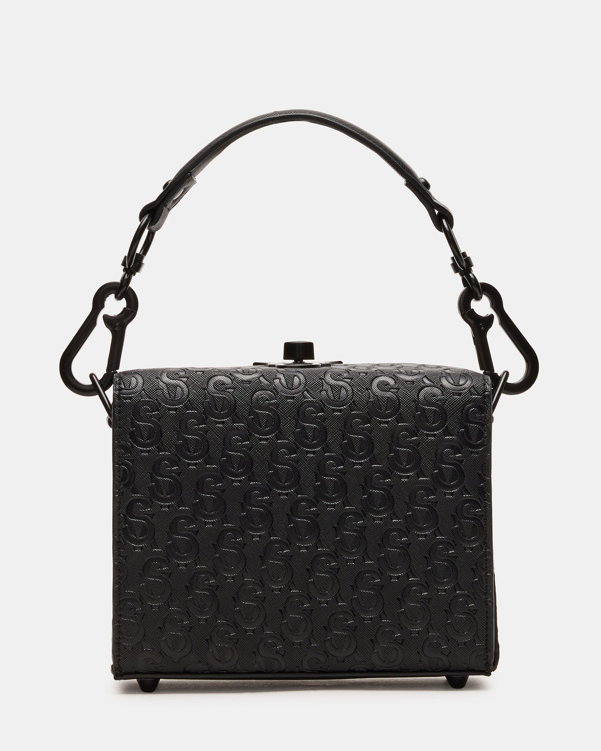 Steve Madden NOYA Black/Black Women's Embossed Crossbody Top-Handle Box Handbag