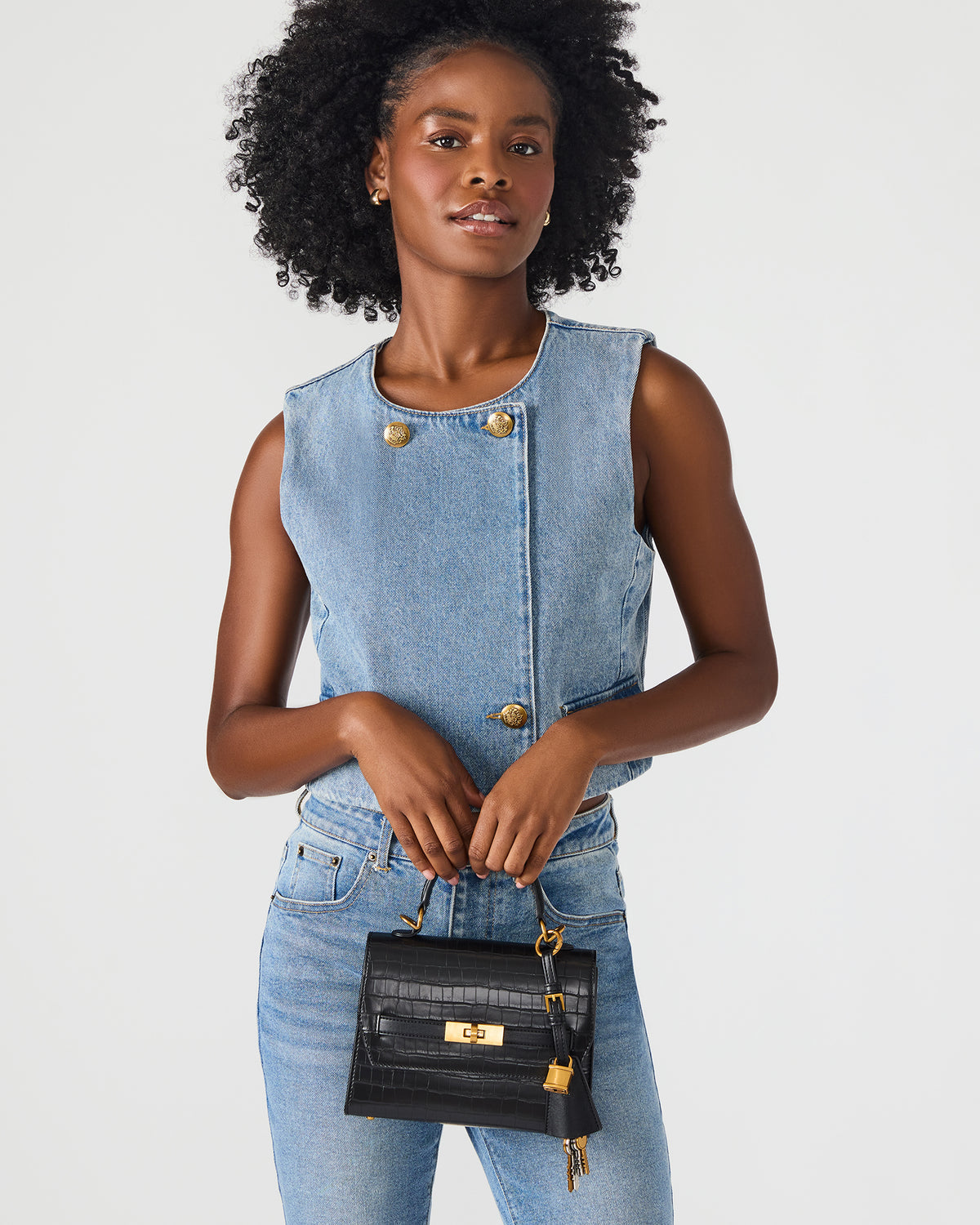 Steve Madden ELLOISE Bag Black Structured Mini Crossbody Handbag