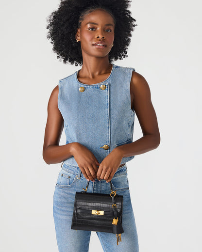 Steve Madden ELLOISE Bag Black Structured Mini Crossbody Handbag