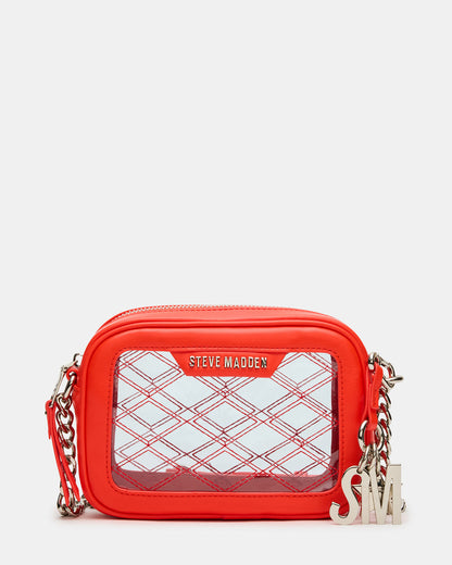 Steve Madden JELLY Bag Red Clear Camera Crossbody Handbag