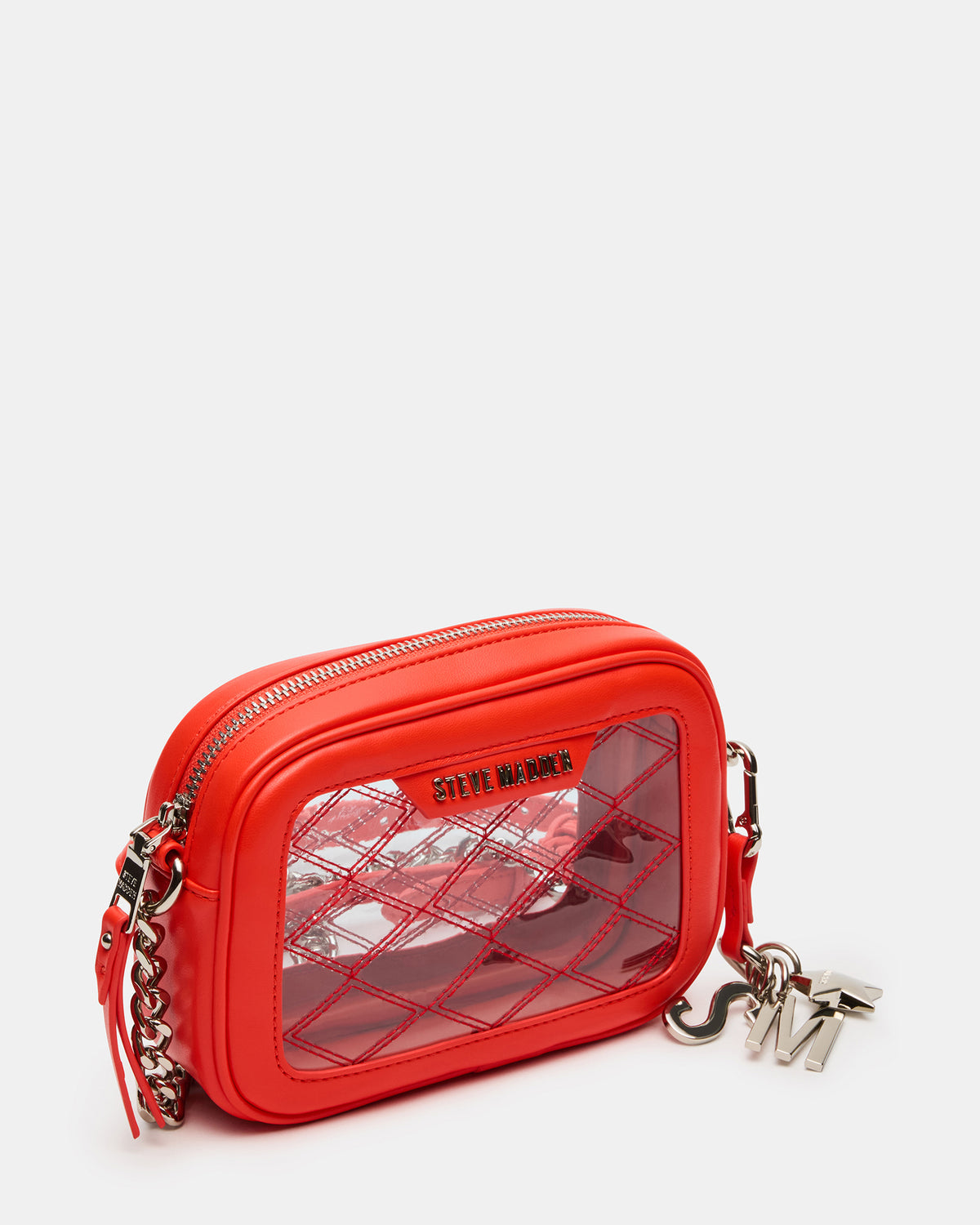 Steve Madden JELLY Bag Red Clear Camera Crossbody Handbag