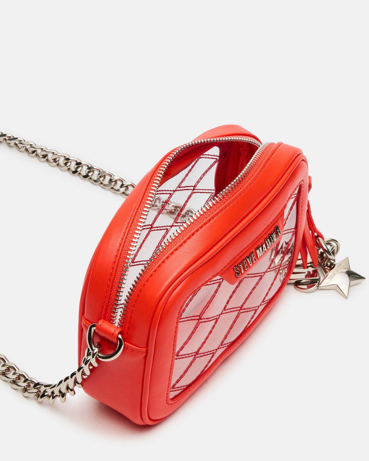Steve Madden JELLY Bag Red Clear Camera Crossbody Handbag