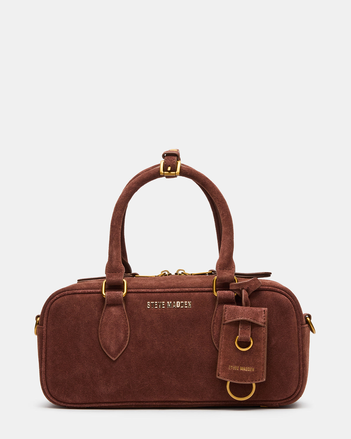 Steve Madden MERIT Bag Chestnut Suede Top-Handle Satchel Crossbody Handbag
