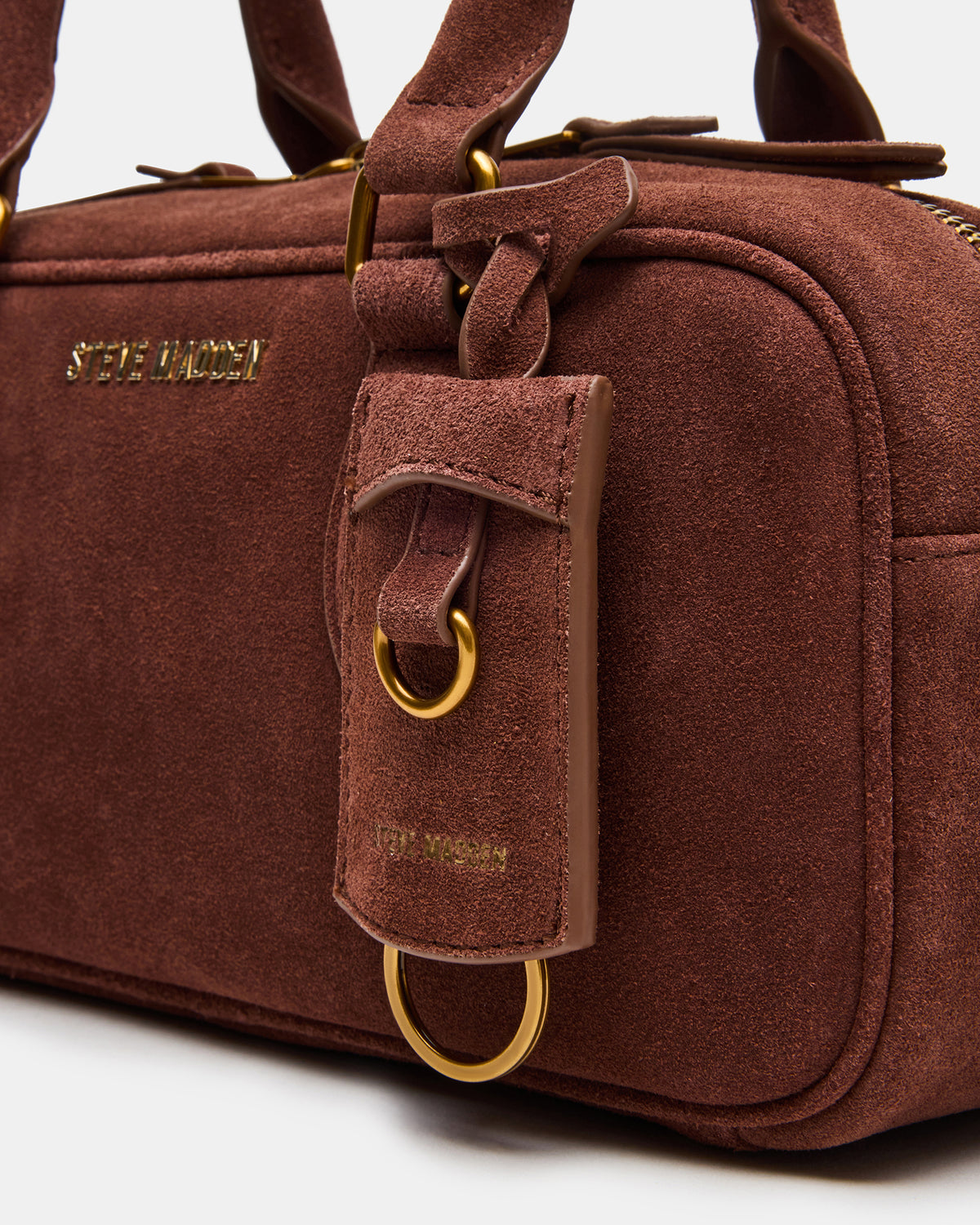 Steve Madden MERIT Bag Chestnut Suede Top-Handle Satchel Crossbody Handbag
