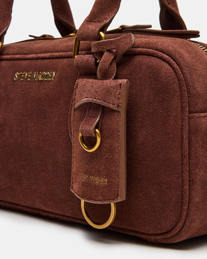 Steve Madden MERIT Bag Chestnut Suede Top-Handle Satchel Crossbody Handbag