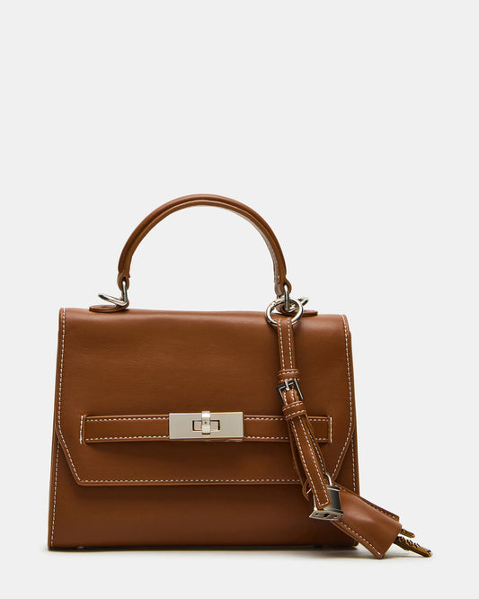 Steve Madden ELLOISE Bag Cognac Structured Mini Crossbody Handbag