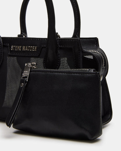 Steve Madden PEACHY Black Women's Mini Top-Handle Mesh Handbag