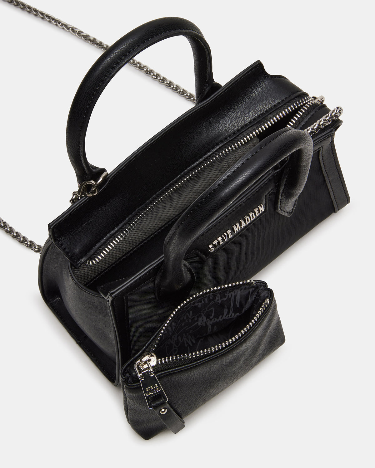 Steve Madden PEACHY Black Women's Mini Top-Handle Mesh Handbag